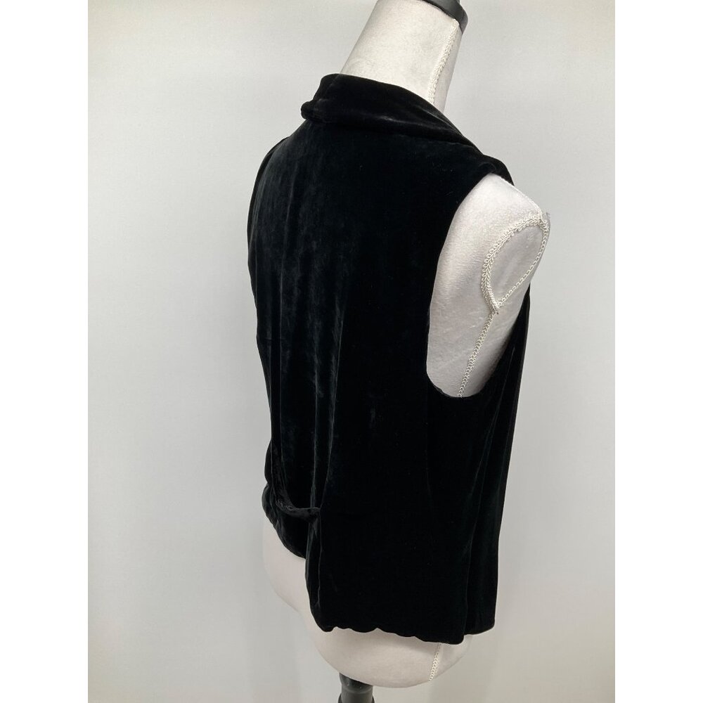 J. Jill size XS Crushed Velvet Open Front Draped Layering Vest, Black - Picture 7 of 9